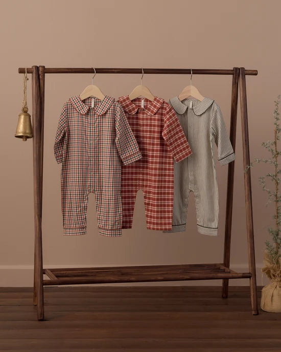 Baby Pajama Romper: Holiday Gingham