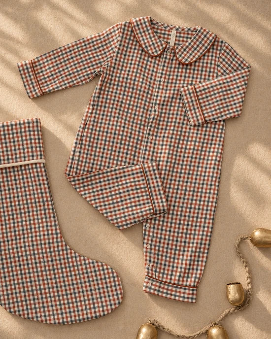 Baby Pajama Romper: Holiday Gingham