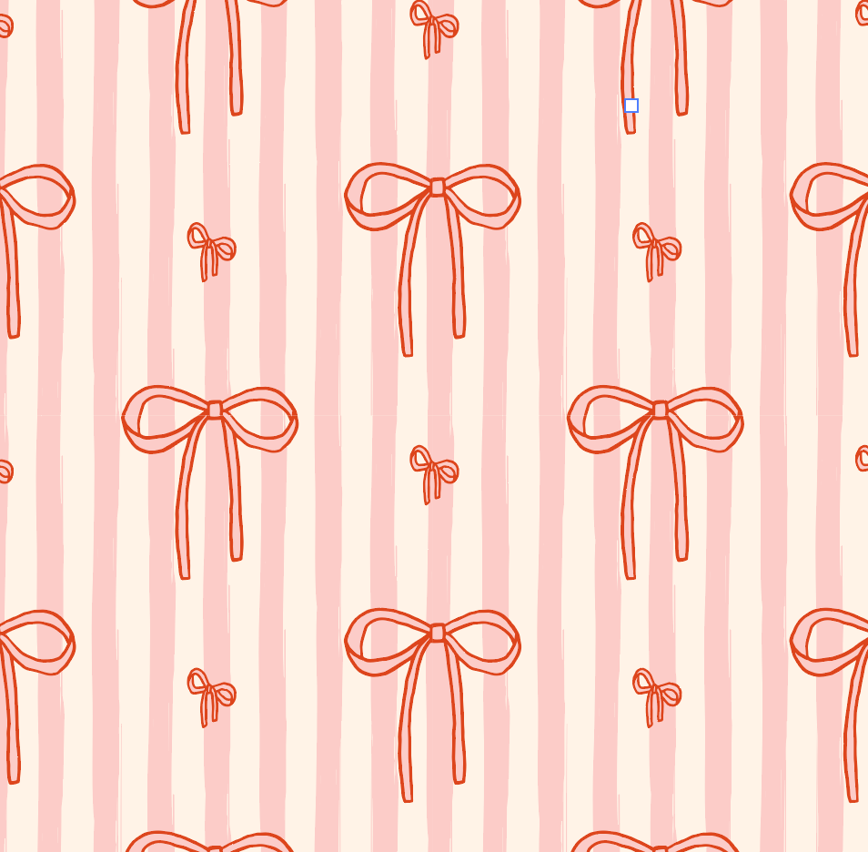 Pattern of red bows on a pink striped background