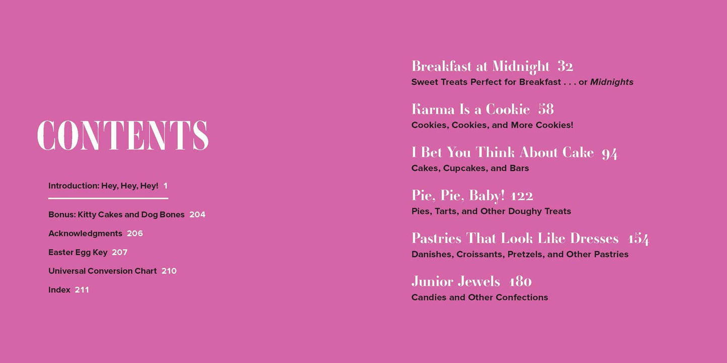 Table of contents for a book or document on a pink background