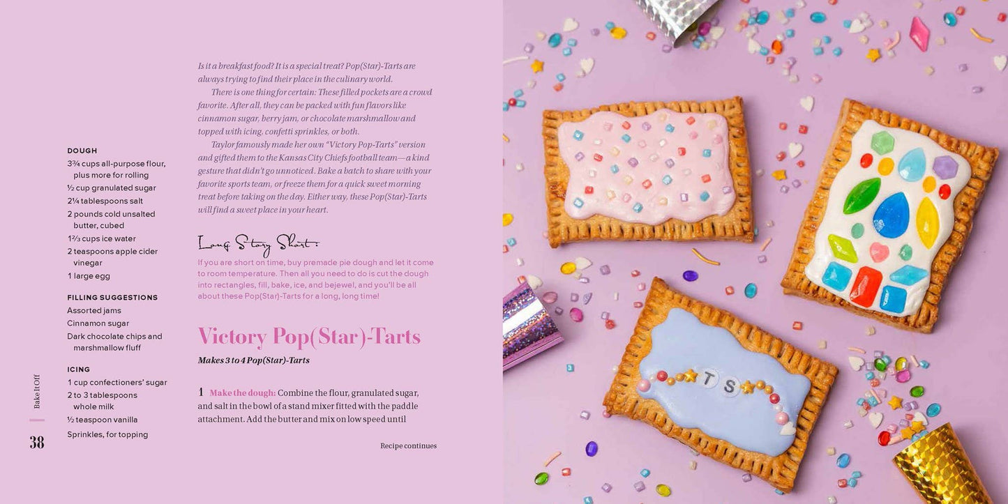 Decorative pop tarts with colorful icing on a pink background