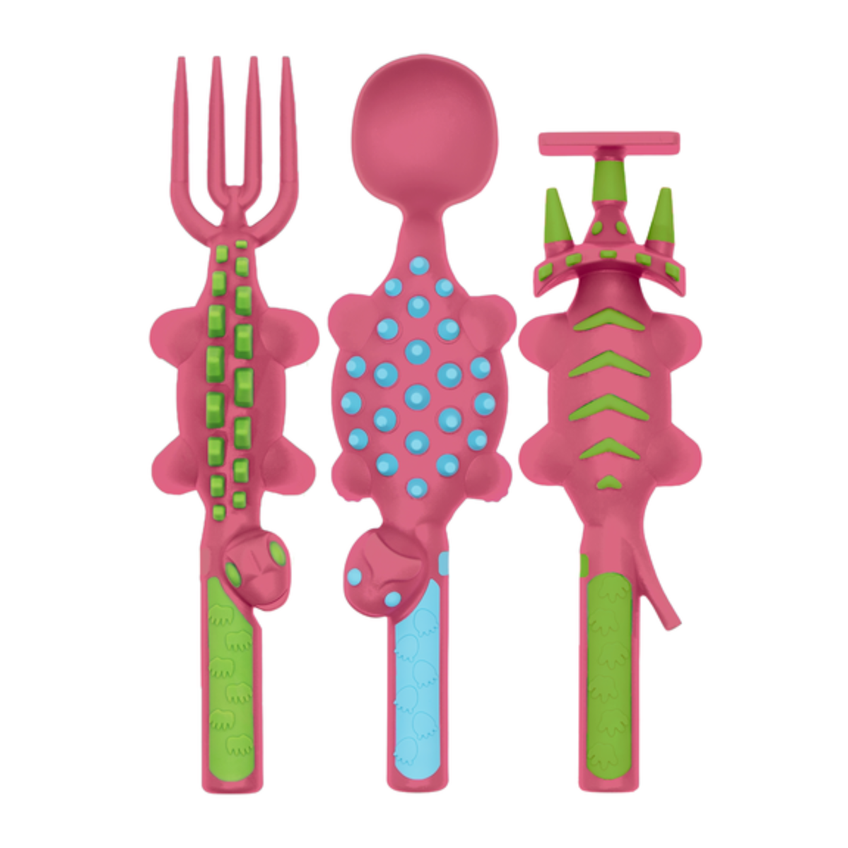 Constructive Eating - Set of 3 Dino Utensils: Pink