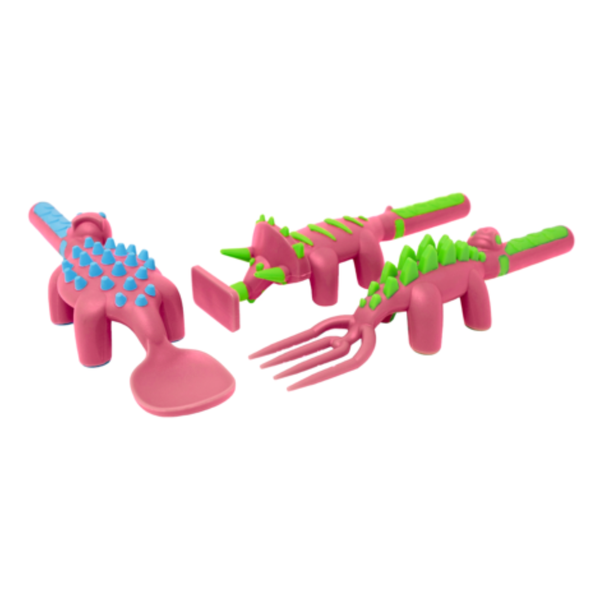 Constructive Eating - Set of 3 Dino Utensils: Pink