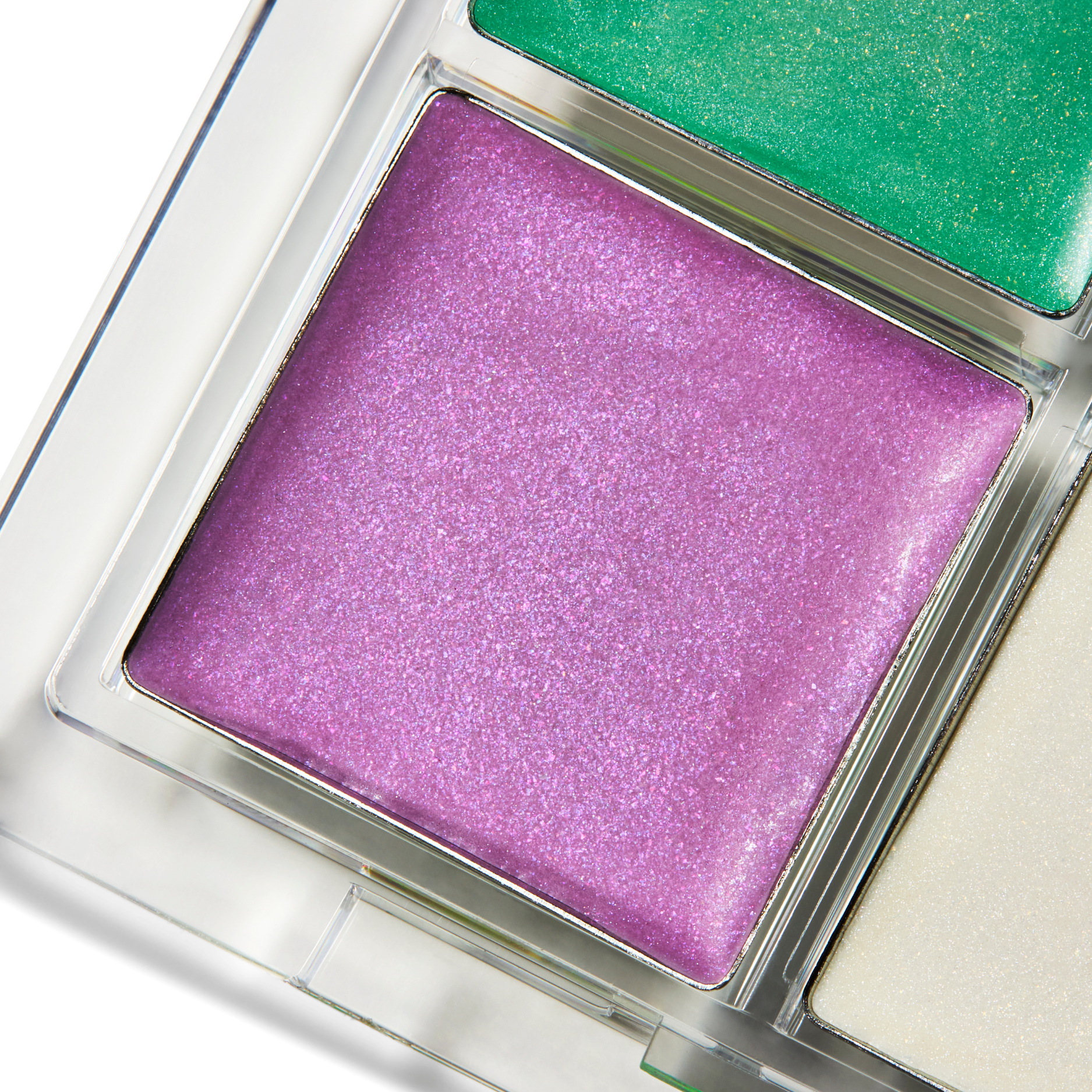 Makeup compact with purple and green shades