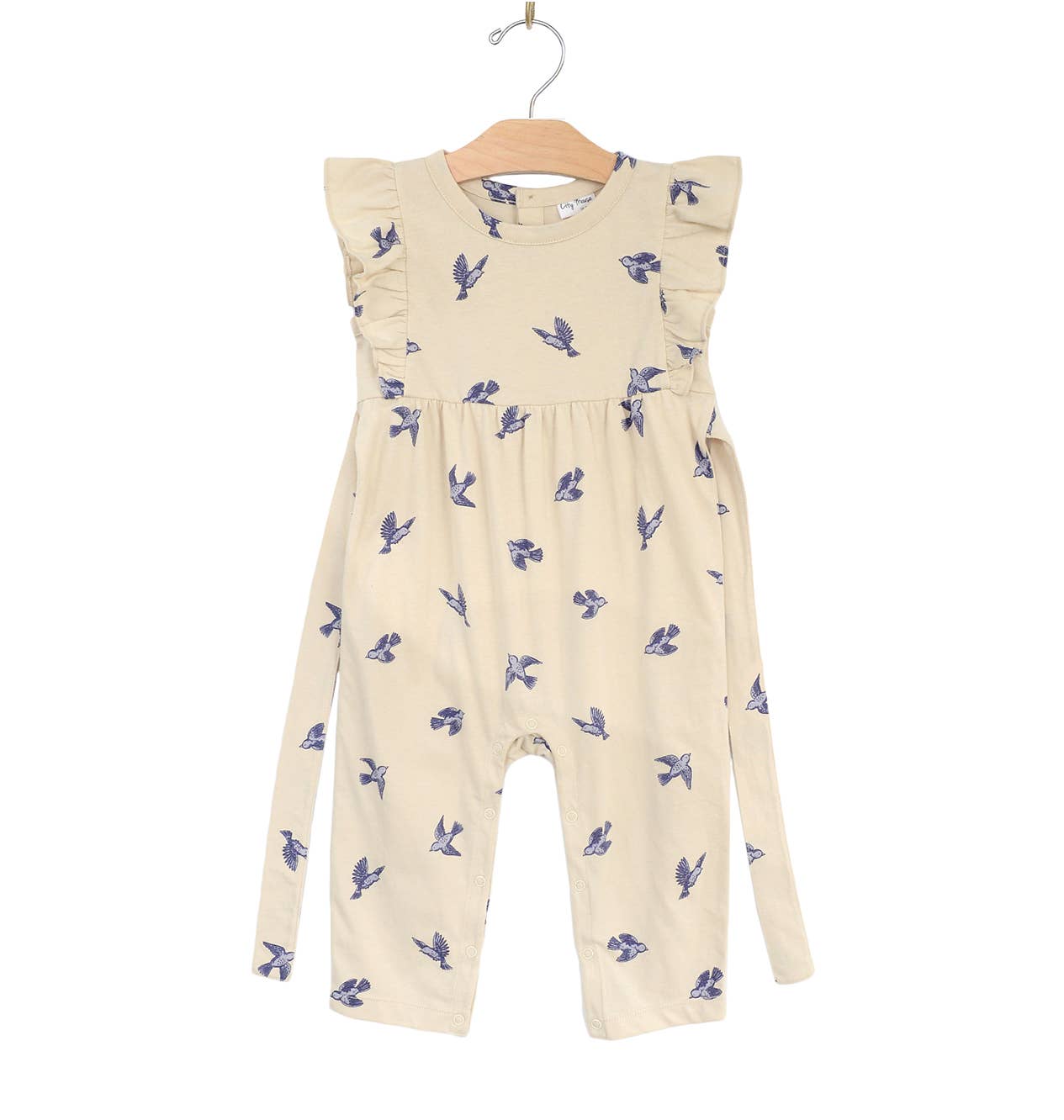 flutter bluebird romper with tie-back