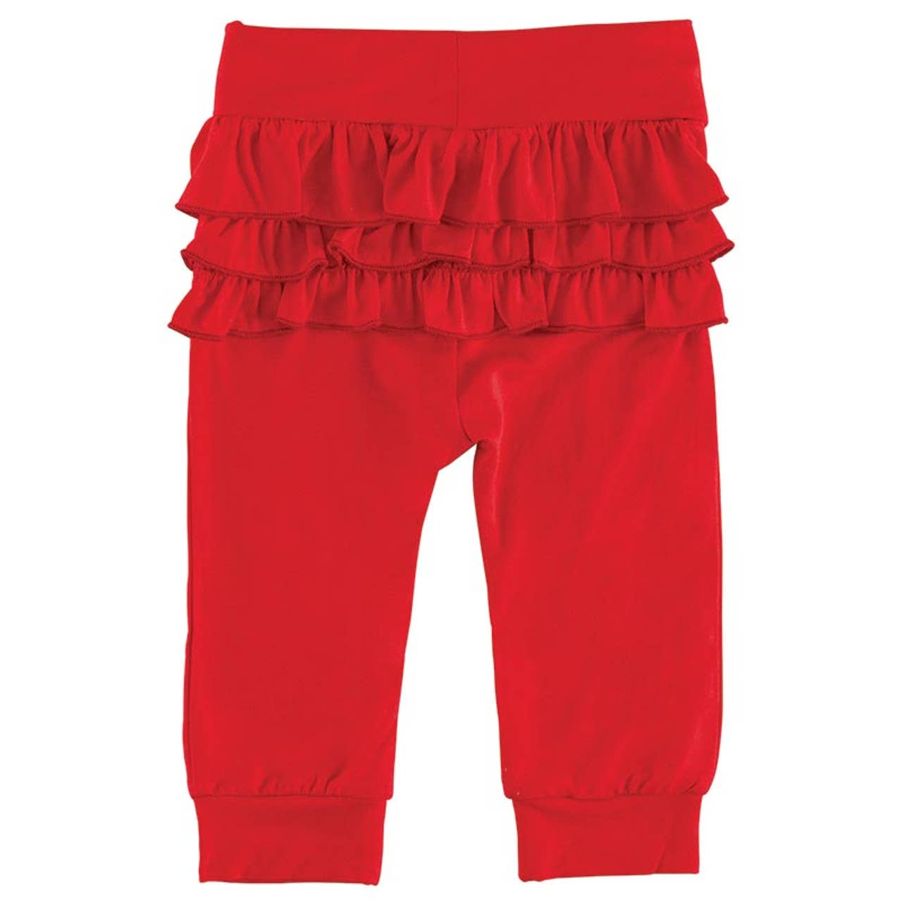 Red ruffled pants on a white background
