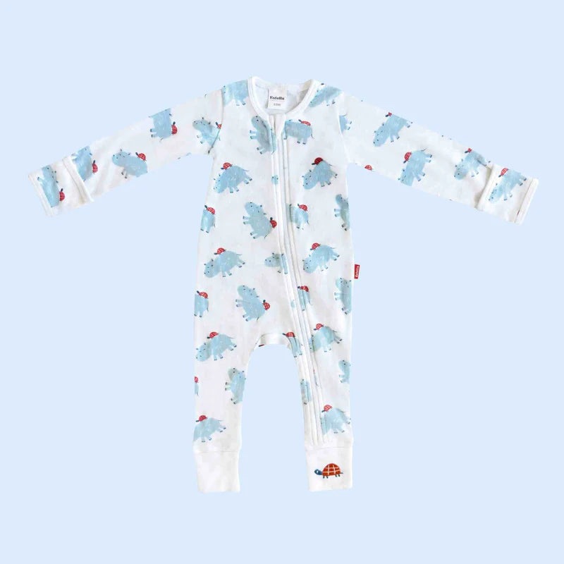 Hippo & Turtle Organic Baby Zip Romper