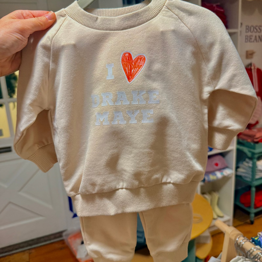 I love Drake Maye Sweatsuit hanging with a red heart