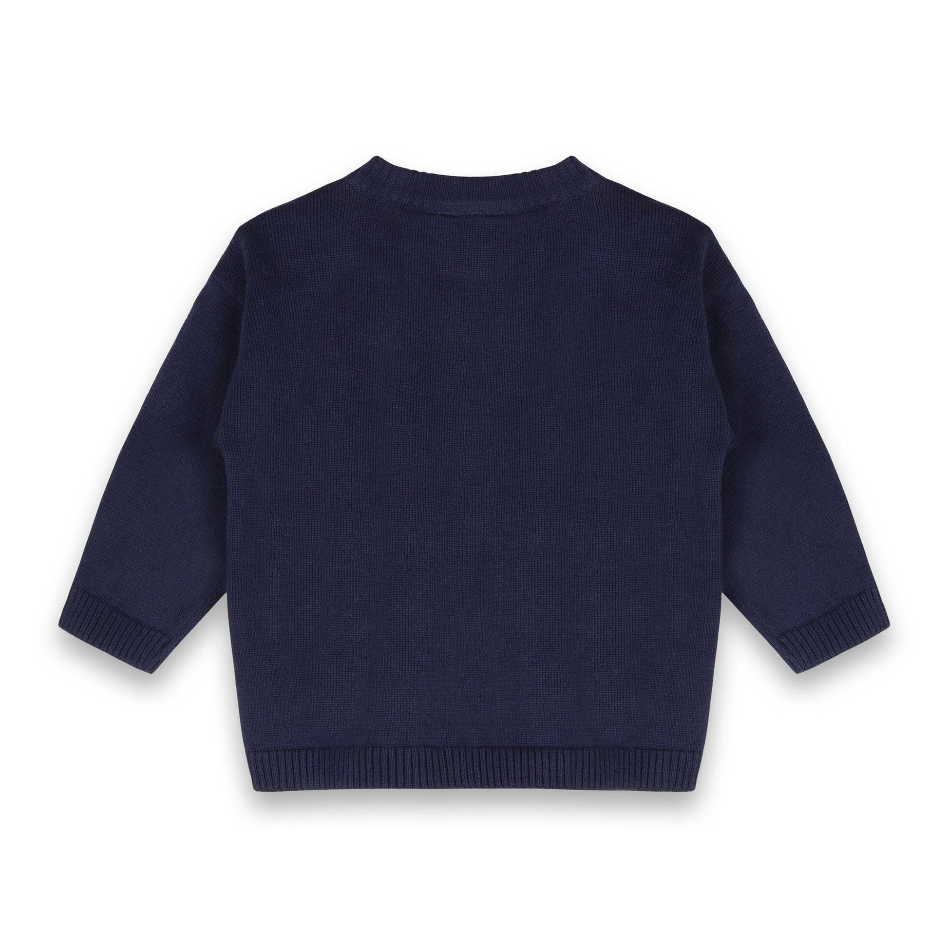 Navy blue sweater on a white background