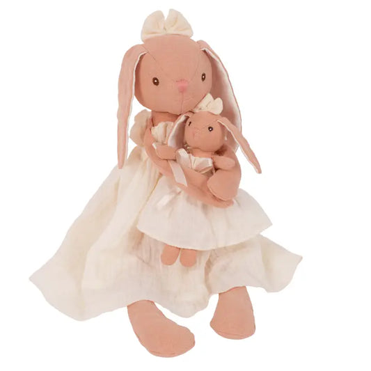 Levlovs Mom and Baby Bunny Linen Dolls  