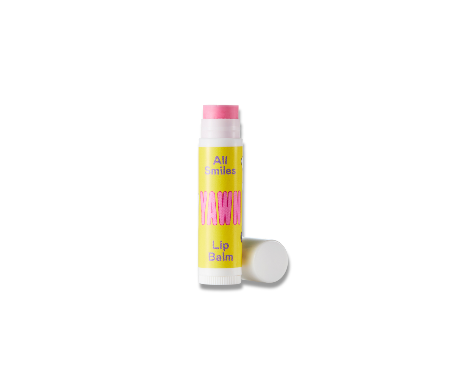 Lip balm with a yellow label on a white background
