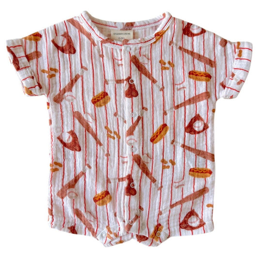 Muslin Henley Shortall - Baseball Game - Bossy Beans