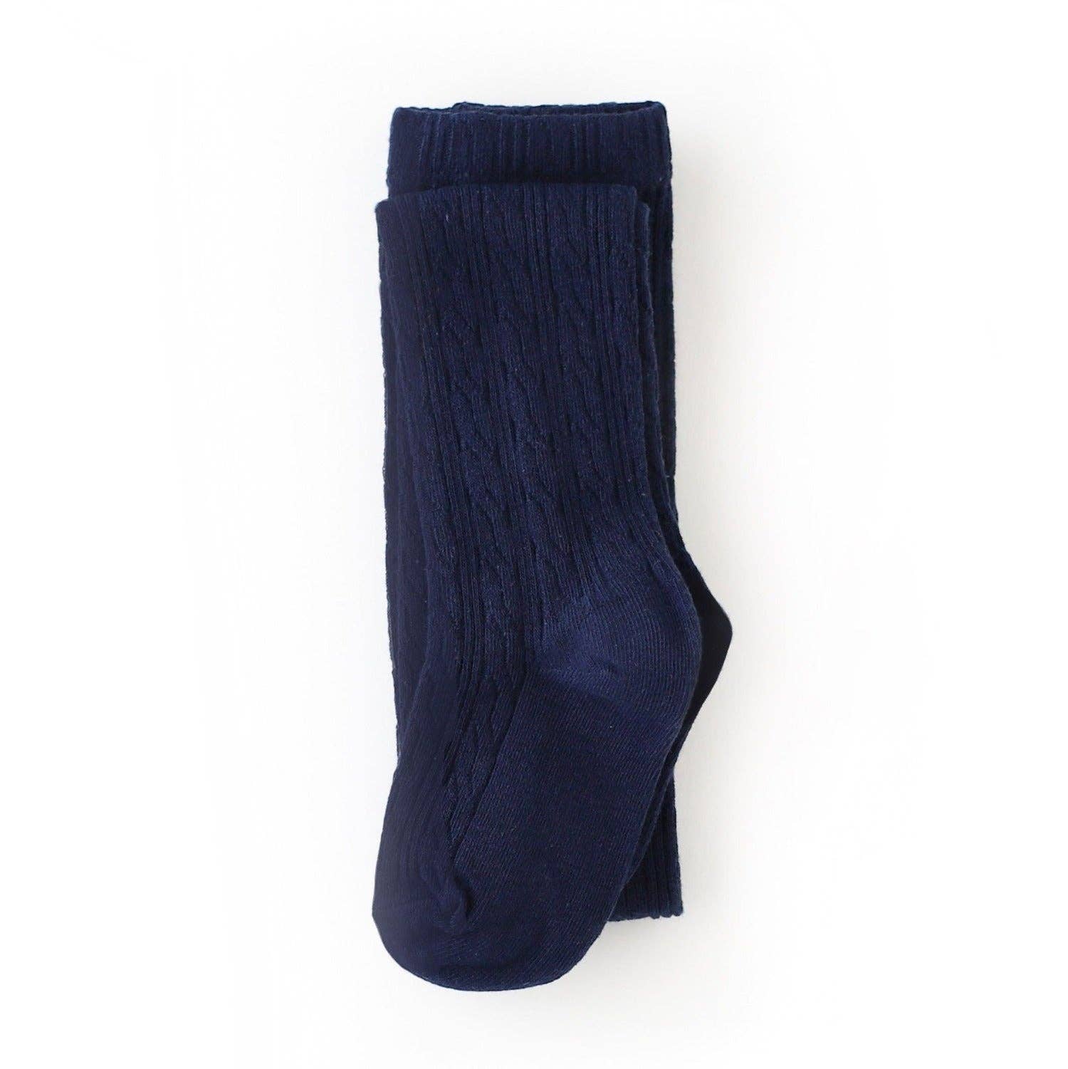 Pair of navy blue socks on a white background