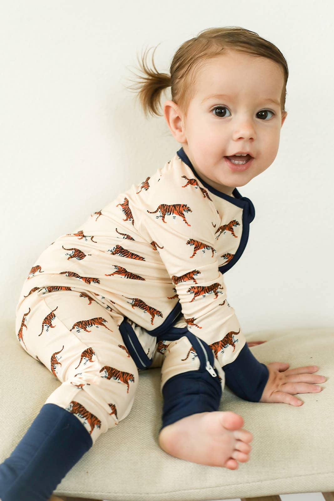 Navy Tiger Double Zipper Bamboo Sleeper