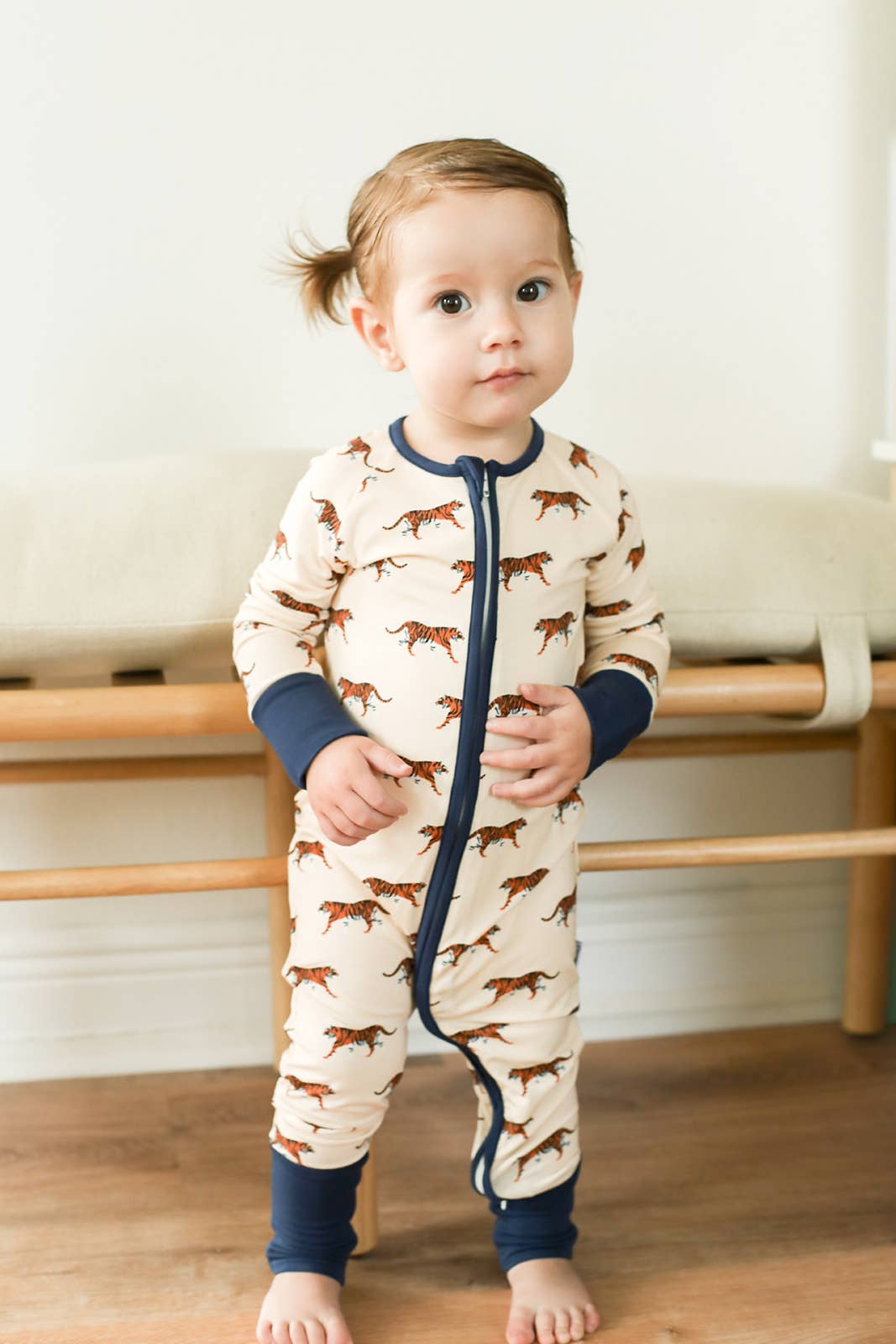 Navy Tiger Double Zipper Bamboo Sleeper