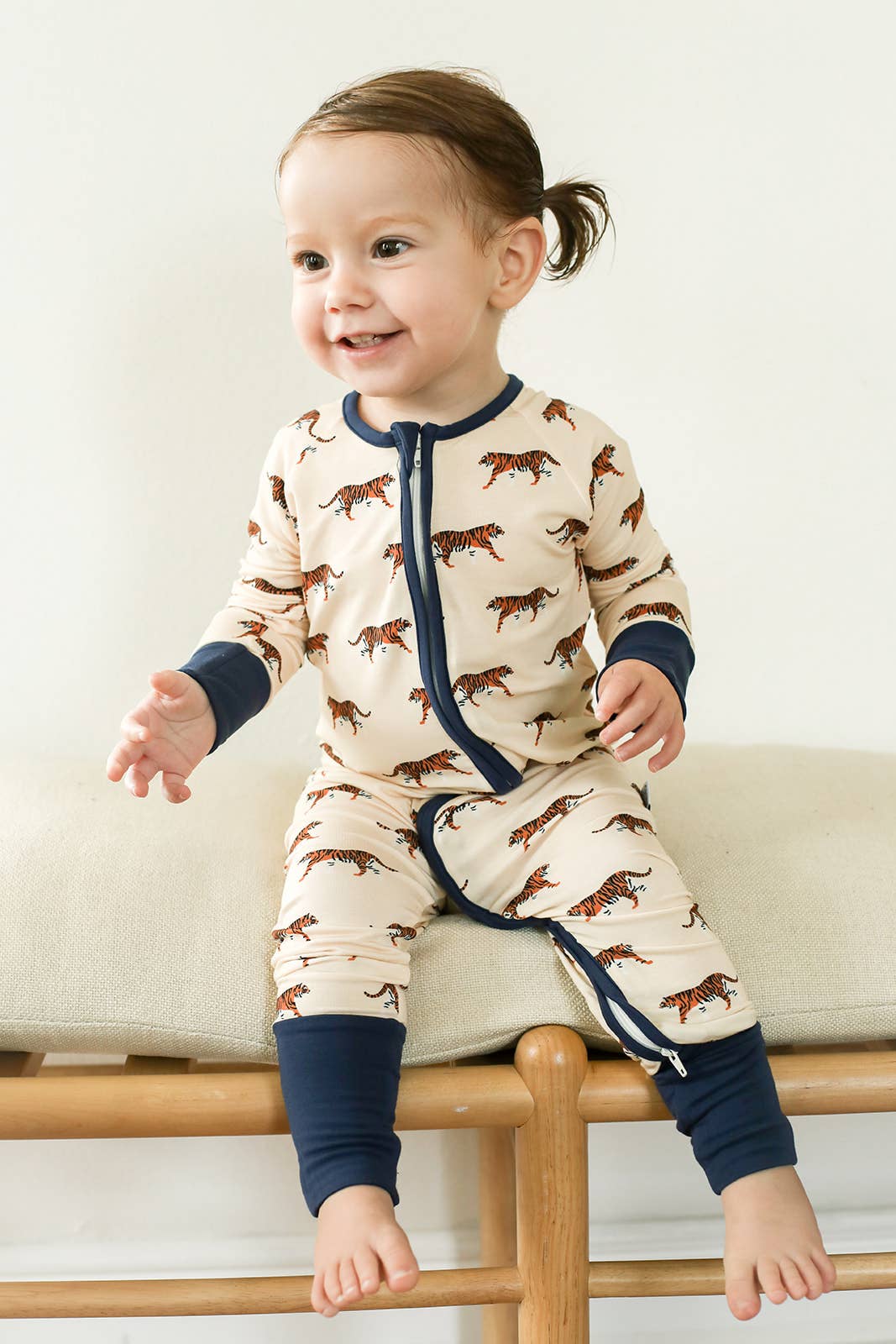 Navy Tiger Double Zipper Bamboo Sleeper