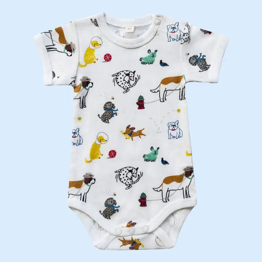 Organic Baby Onesie - All-Over Mixed Dogs