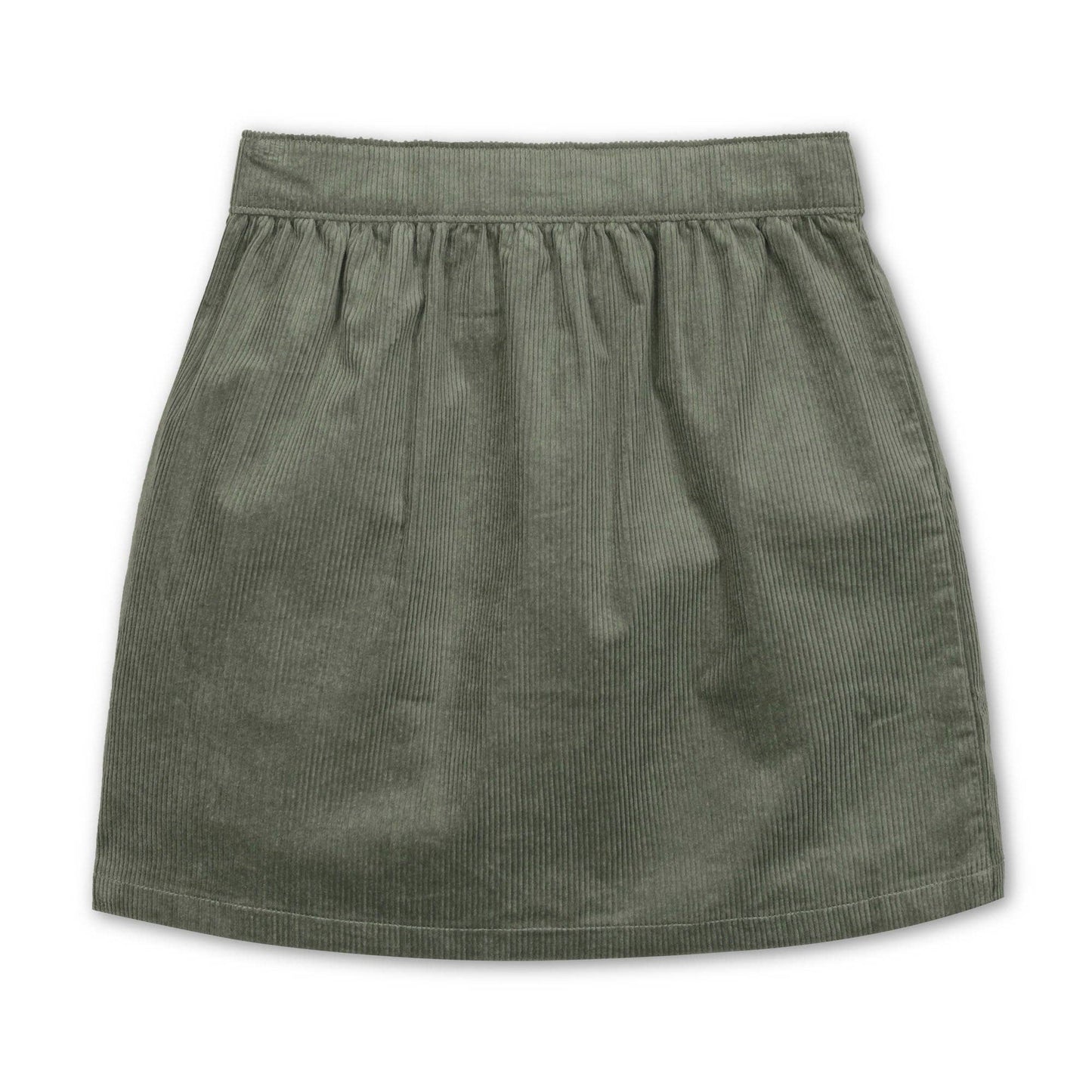 Green corduroy skirt on a white background