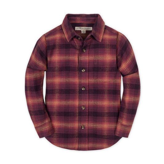Plaid shirt with visible brand logo on a white background