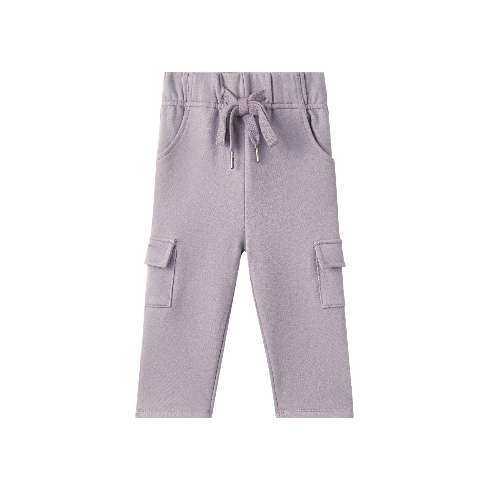 Light purple cargo pants on a white background