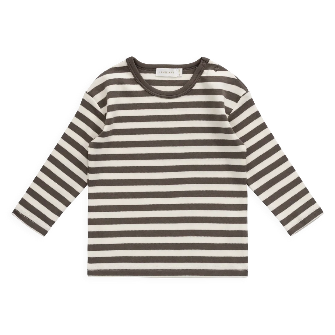 Pima Cotton Arnold Long Sleeve Top - Essential Stripe Raku/Cloud