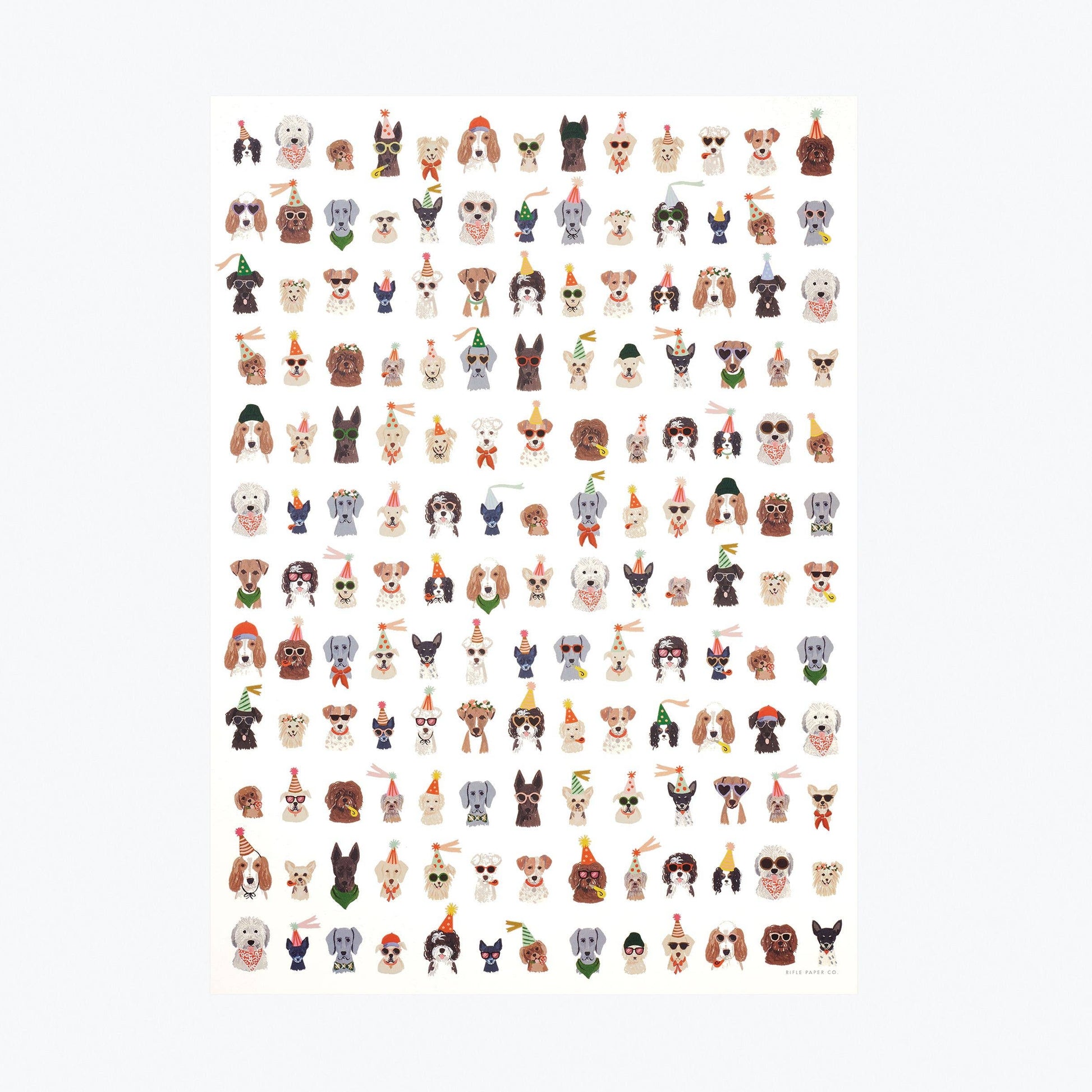 Grid of small dog illustrations on a white background