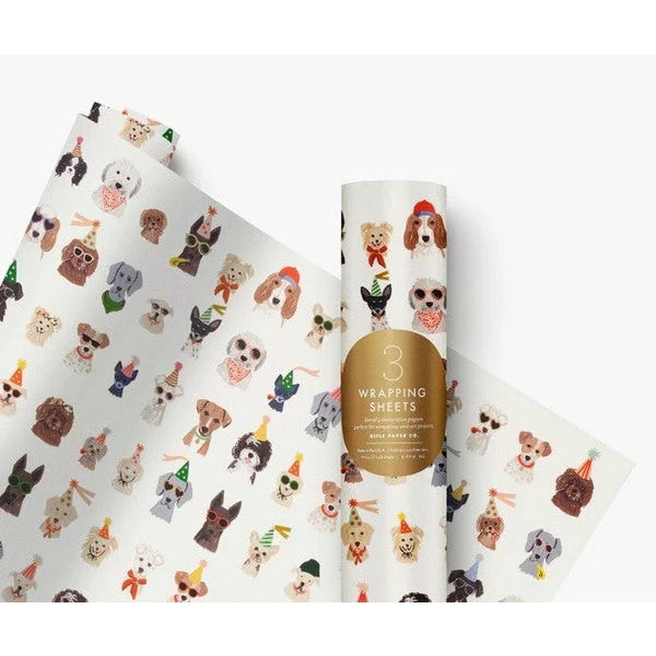 Roll of 3 Party Pups Wrapping Sheets