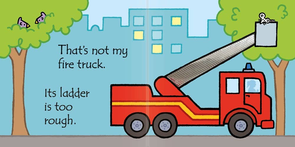 Illustration of a fire truck with text about it not being the right fire truck.