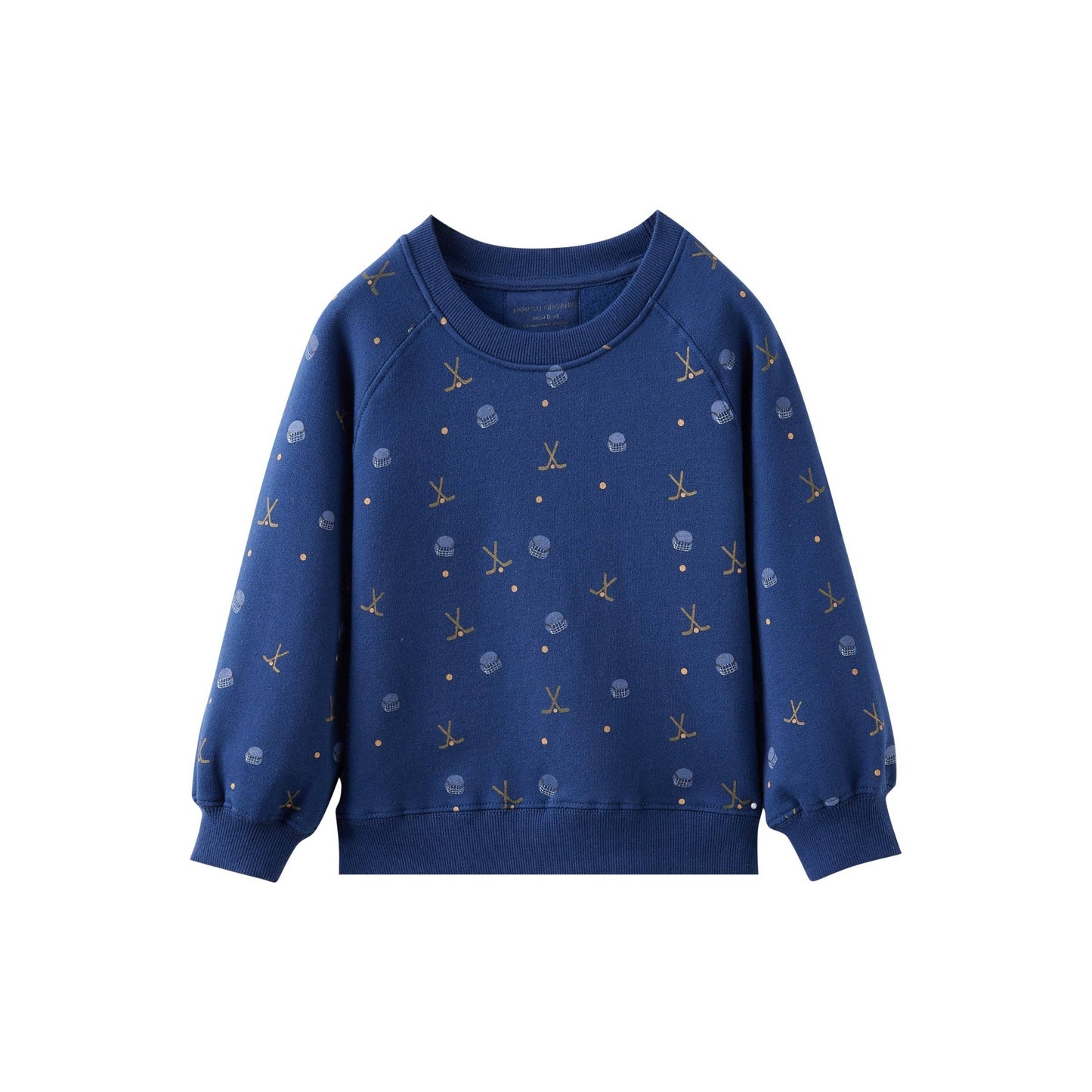 Blue children's sweatshirt with pattern on a white background