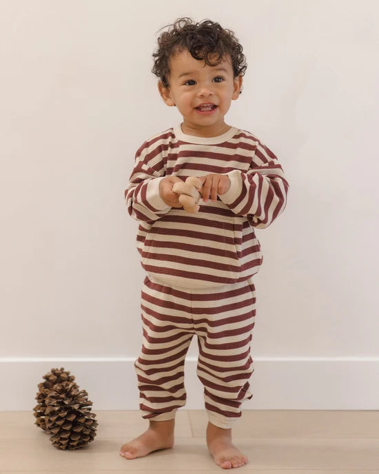 Waffle Slouch Set: Black Cherry Stripe
