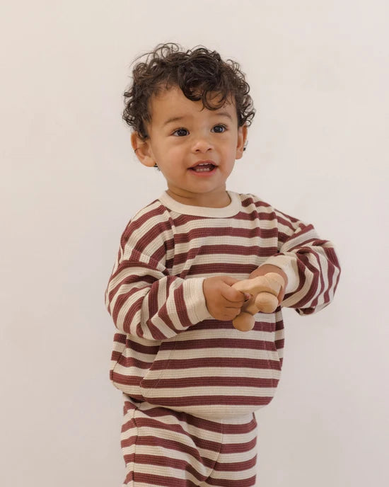 Waffle Slouch Set: Black Cherry Stripe