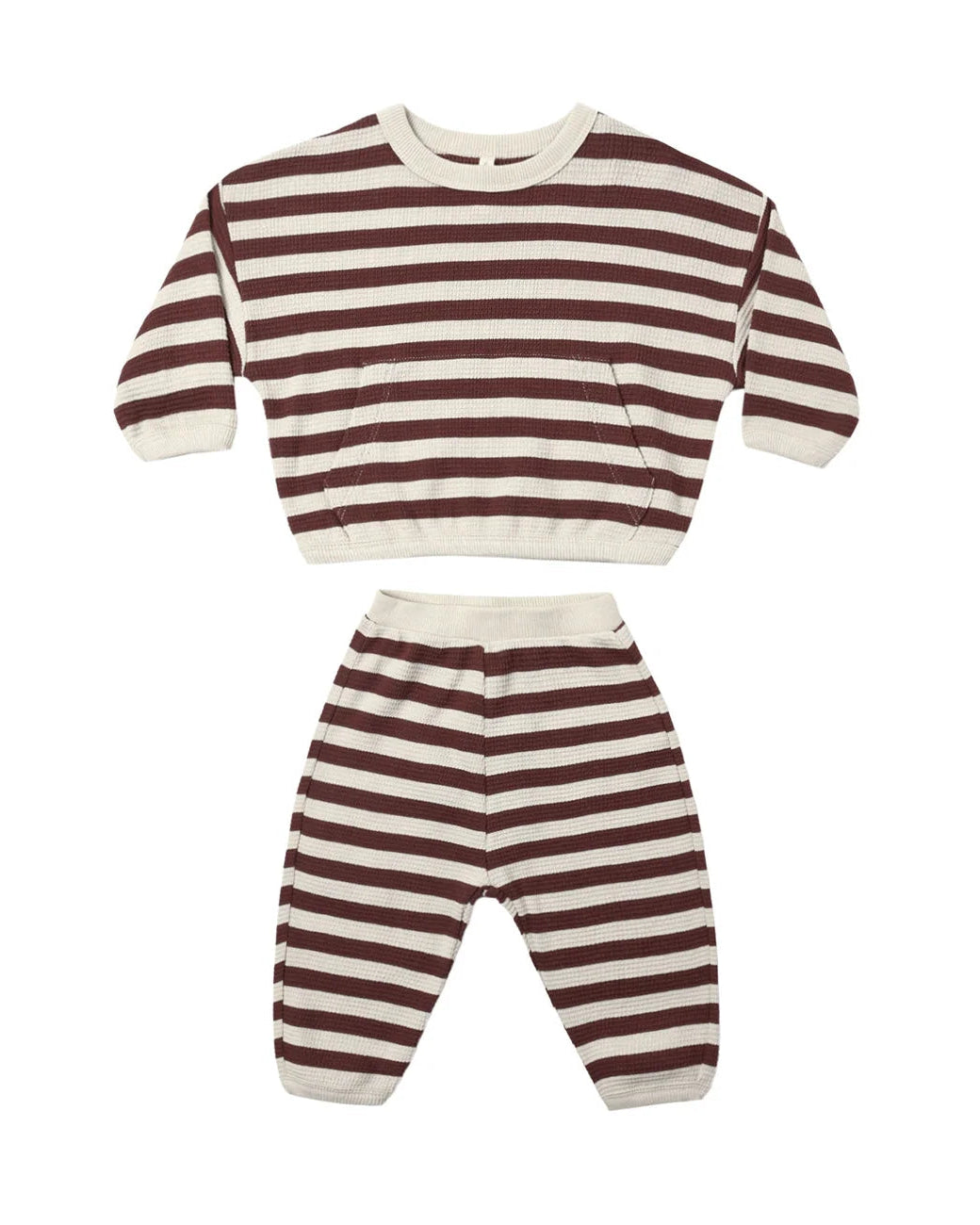 Waffle Slouch Set: Black Cherry Stripe
