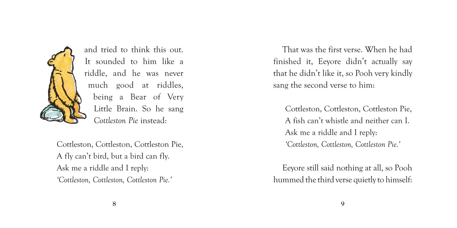 Page from a book with text and a cartoon bear illustration on a white background