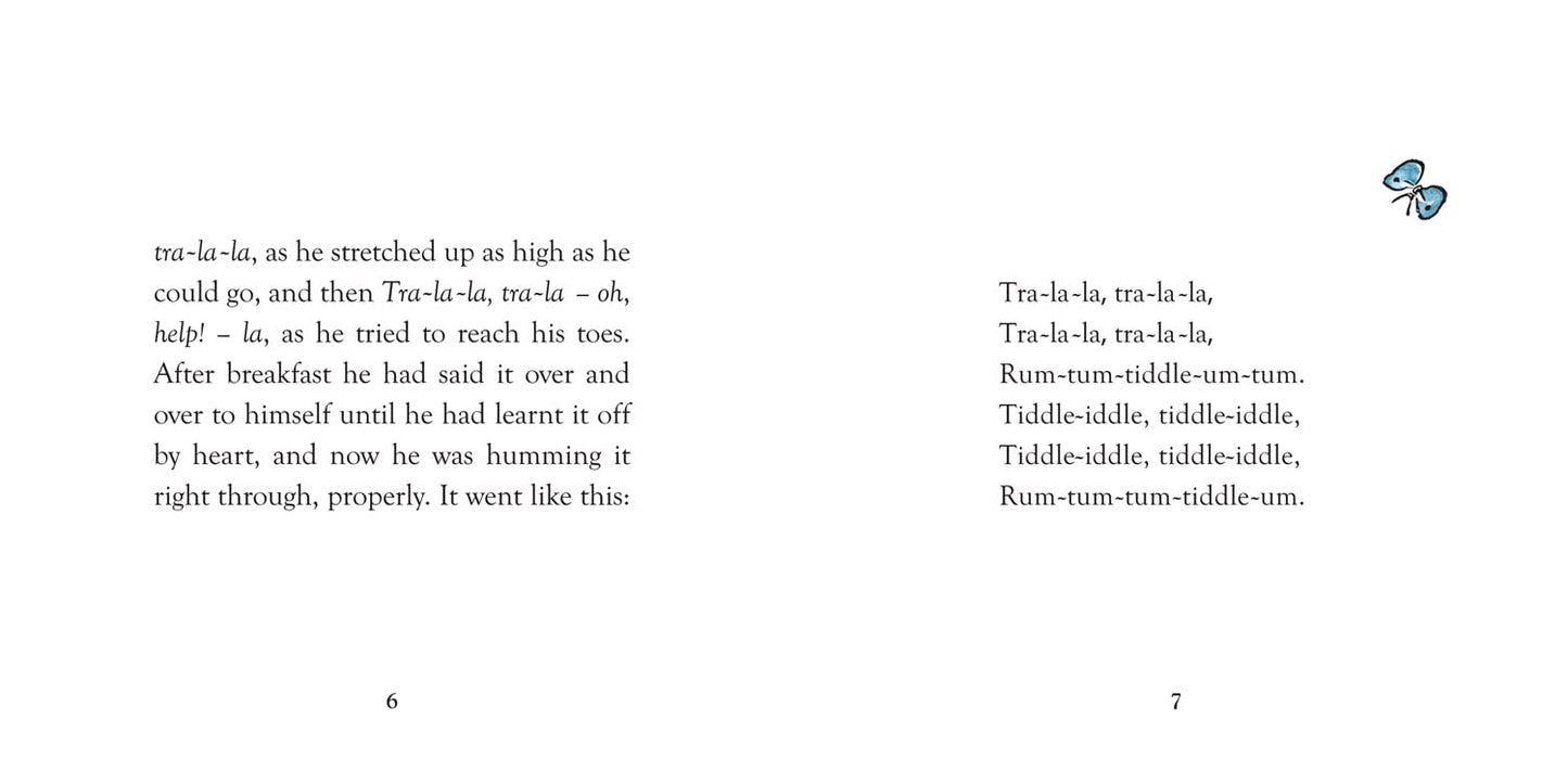 Two pages from a book with text and a small illustration of a bird.