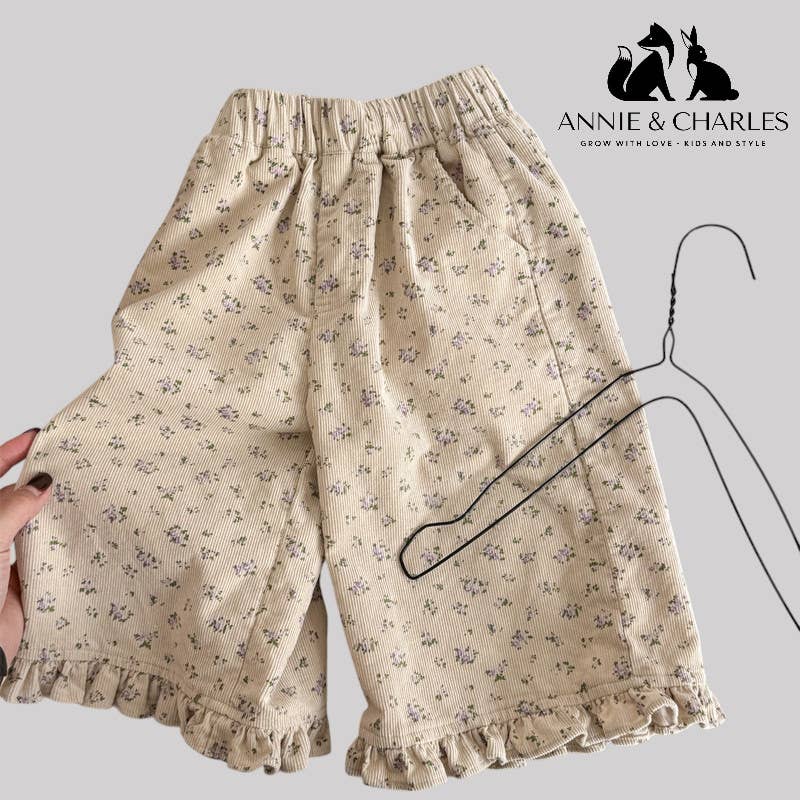 Annie & Charles Corduroy Pants: Beige - Bossy Beans