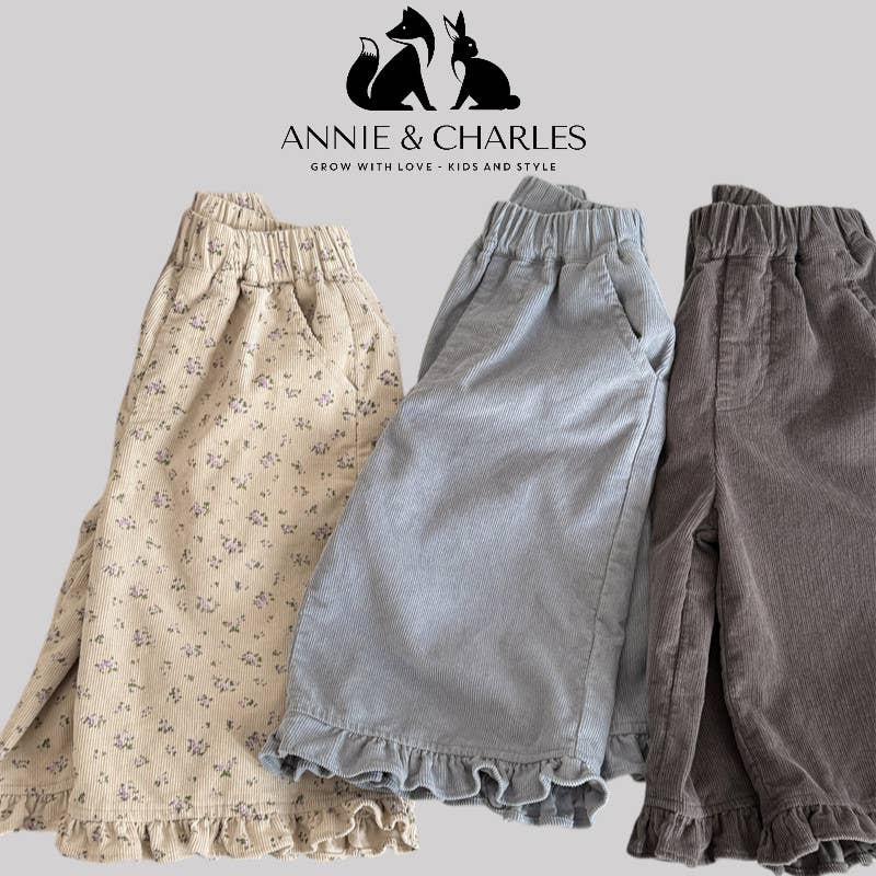 Annie & Charles Corduroy Pants: Beige - Bossy Beans