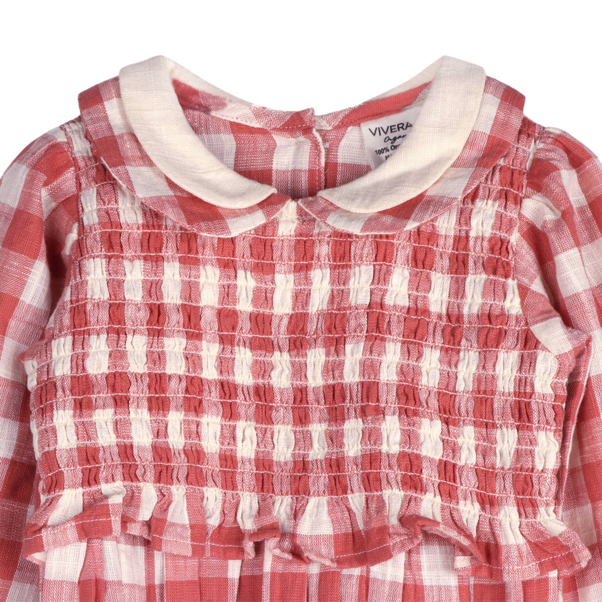 Aubrette Gingham Baby Romper & Headband (Organic Cotton): Cranberry Rust - Bossy Beans