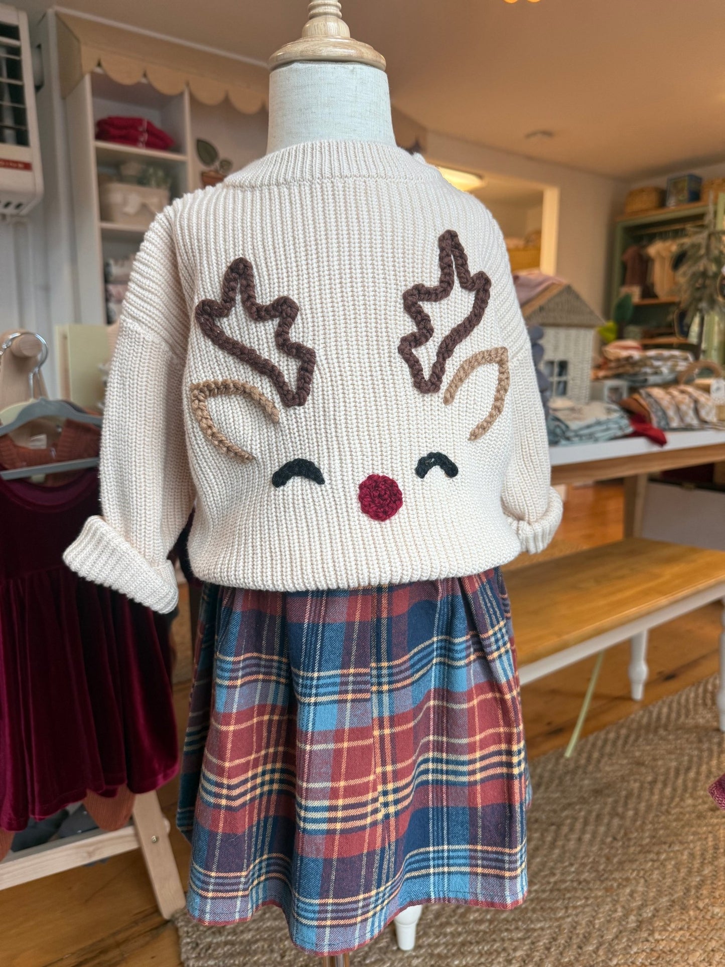 Baby & Kids Chunky Hand - Embellished Sweater - Reindeer - Bossy Beans