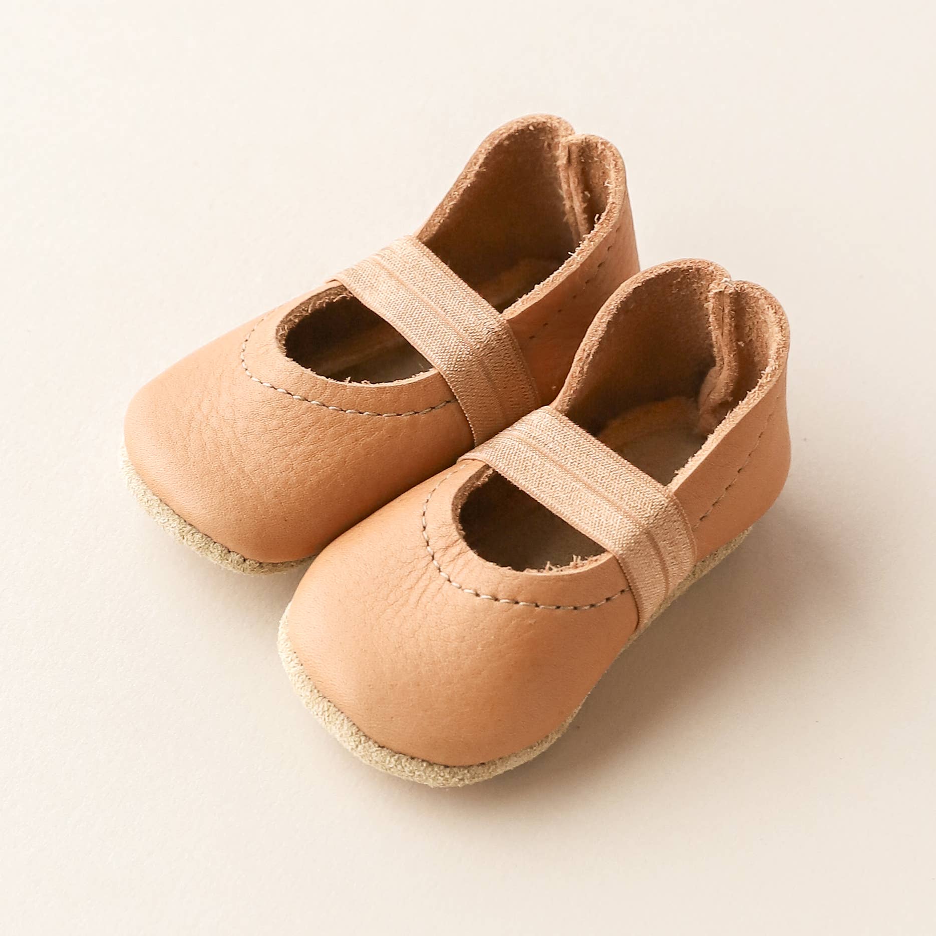 Baby Leather Mary Janes in Caramel - Bossy Beans