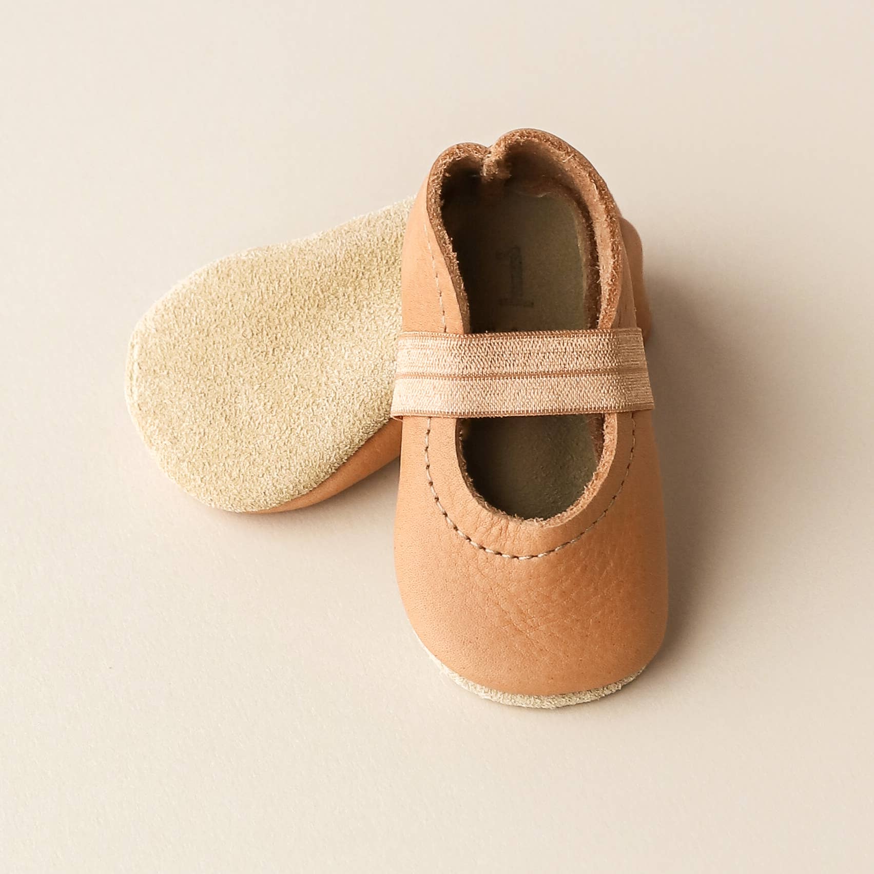 Baby Leather Mary Janes in Caramel - Bossy Beans