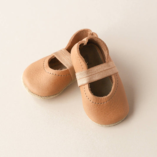 Baby Leather Mary Janes in Caramel - Bossy Beans