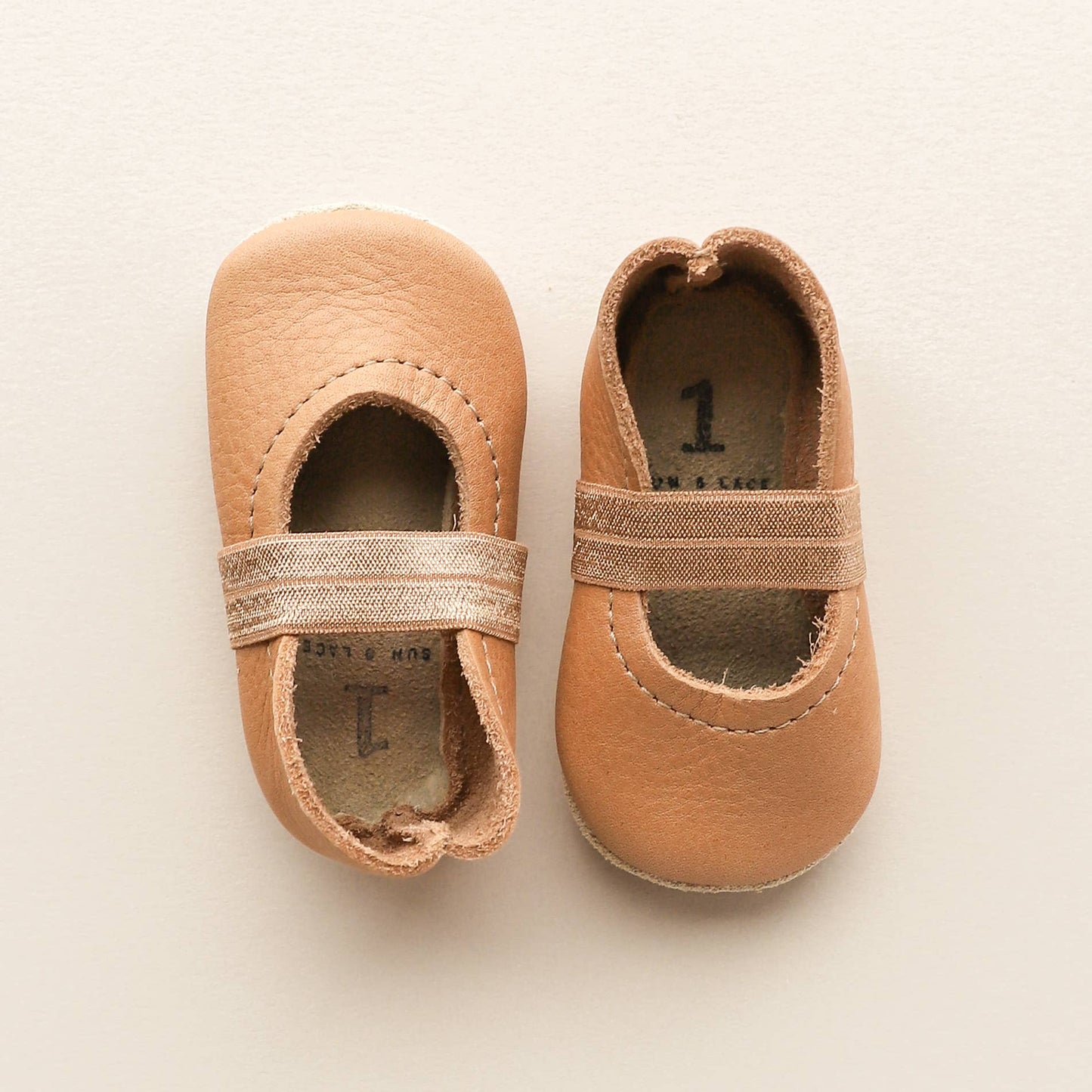 Baby Leather Mary Janes in Caramel - Bossy Beans