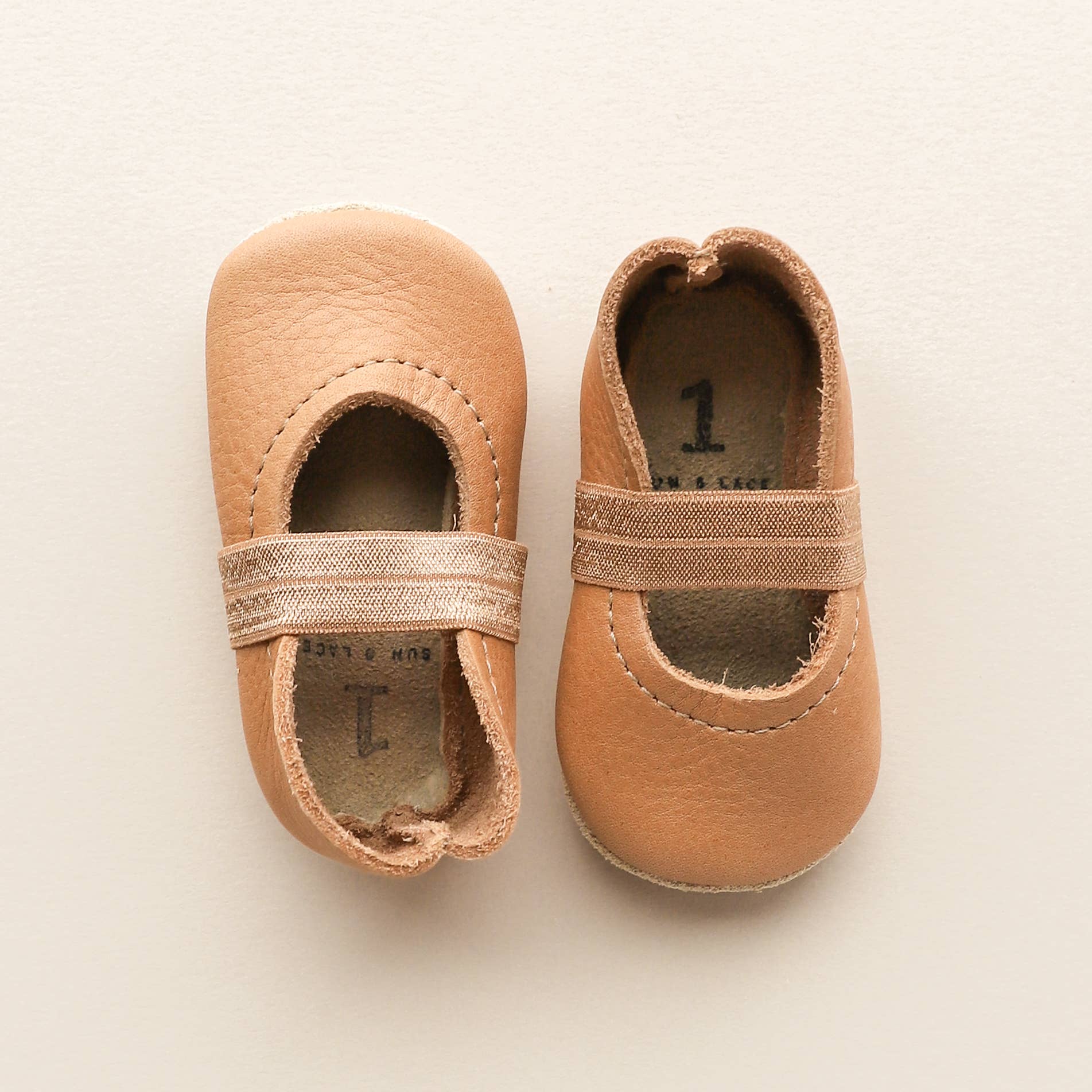 Baby Leather Mary Janes in Caramel - Bossy Beans