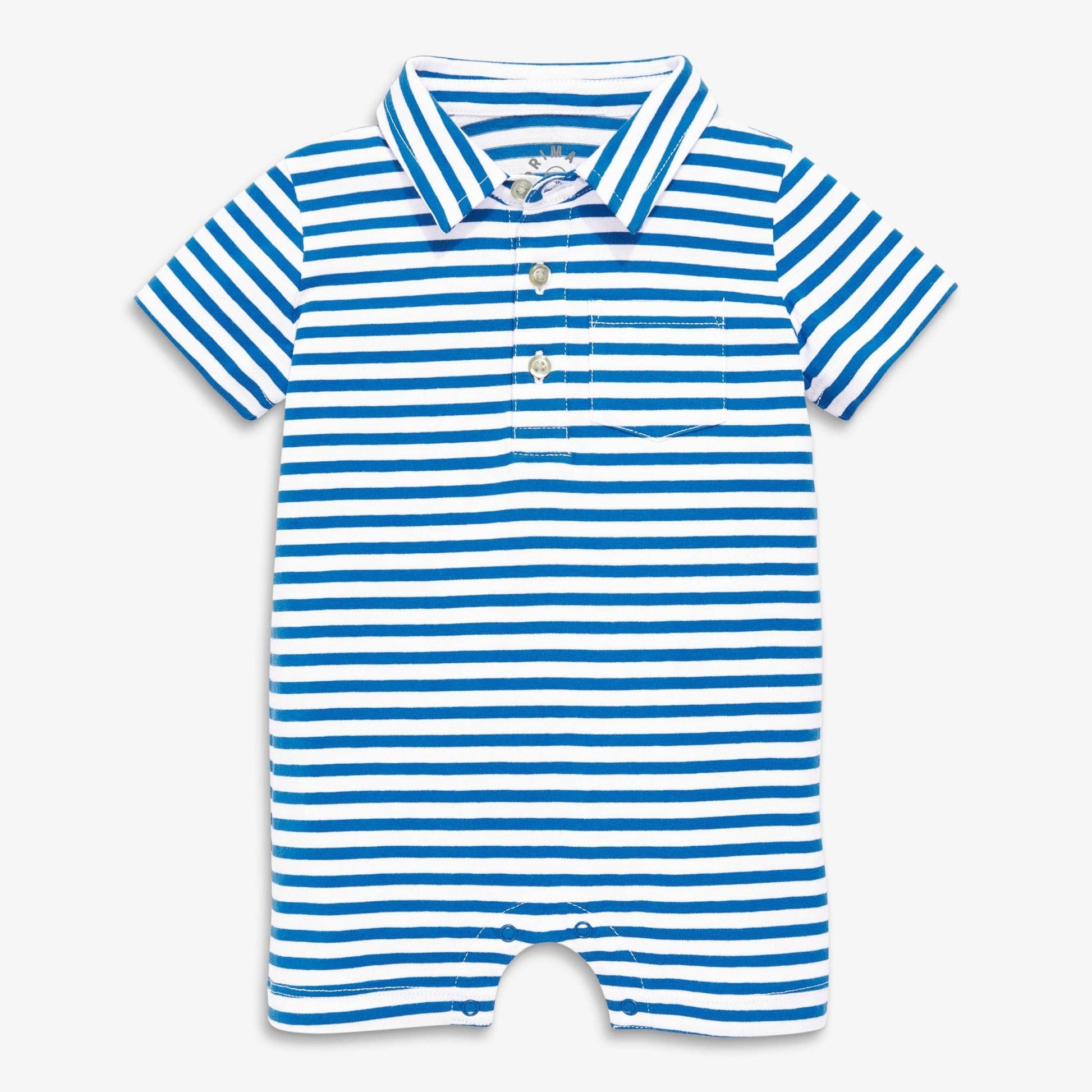 Baby Polo Shortie - Blueberry White Stripe - Bossy Beans