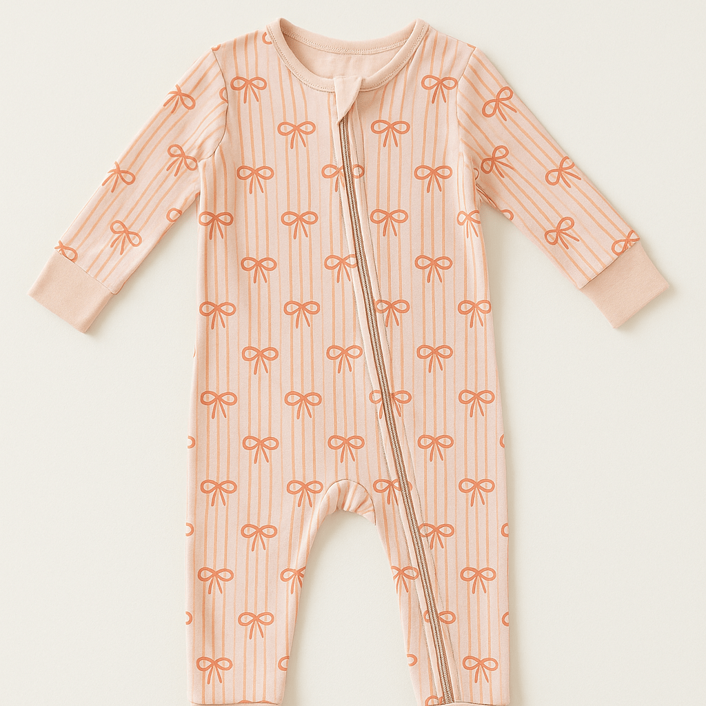 Baby Sleeper: Pink Bow Stripe - Bossy Beans