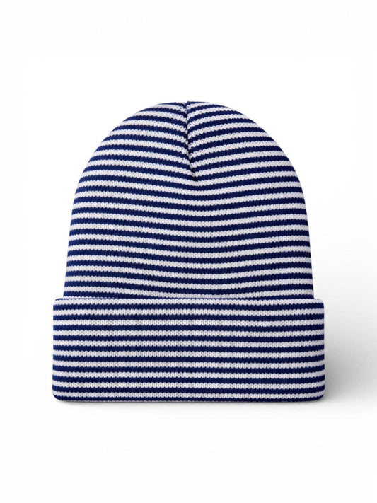 Baby's First Hat - Navy / White Stripe - Bossy Beans