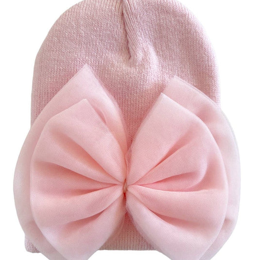 Baby's First Hat - Petal Pink Tulle Bow - Bossy Beans