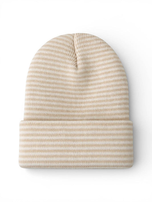 Baby's First Hat - Sand / White Stripe - Bossy Beans