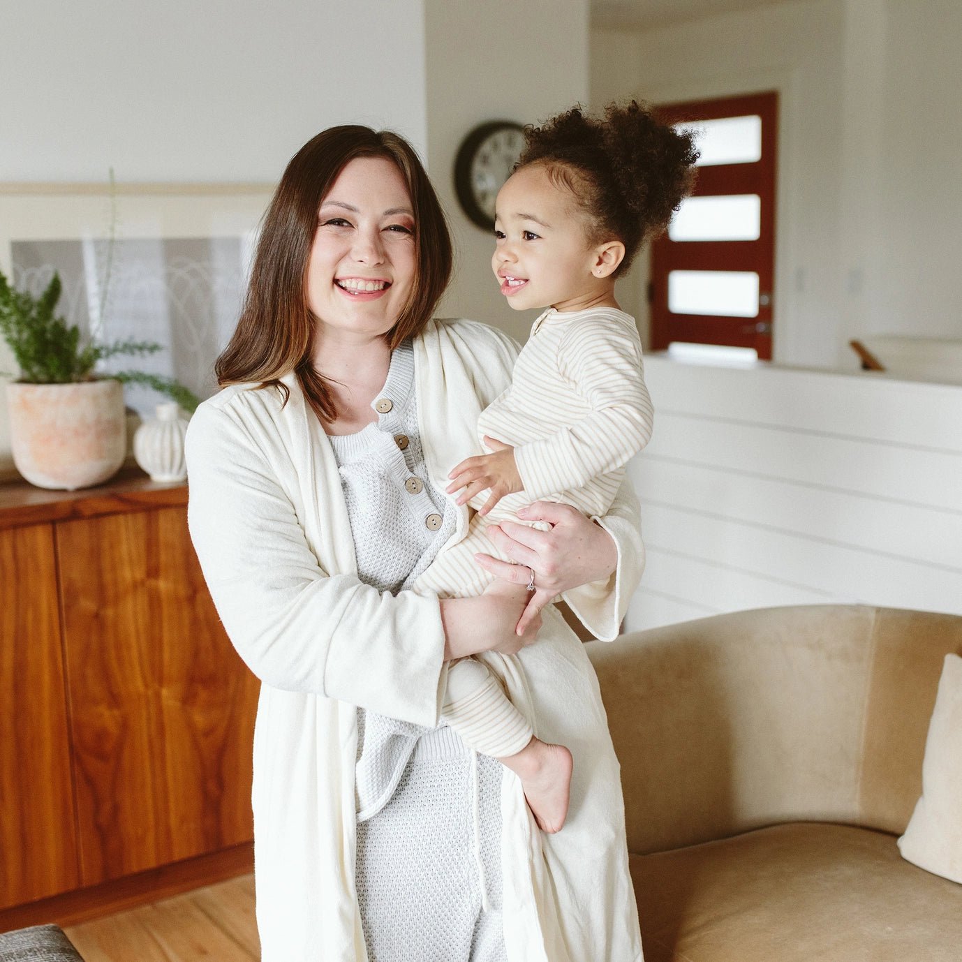 Bamboo + Organic Cotton Zipper Jumpsuit - Dune Stripe - Bossy Beans