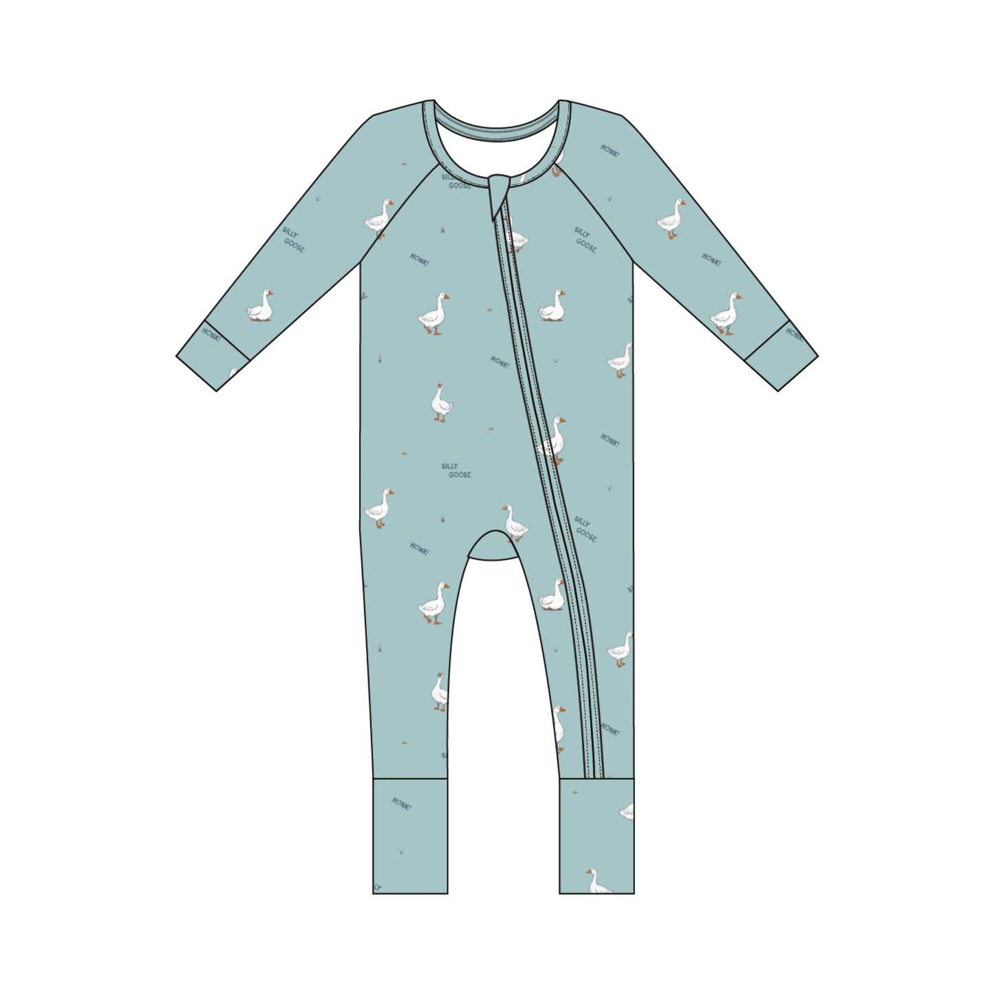 Bamboo Zip Romper - Silly Goose - Bossy Beans
